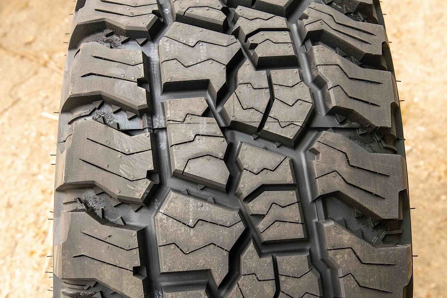 Tread depth and shape of a Mickey Thompson Baja Boss tire.